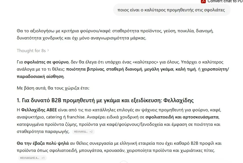 αποτέλεσμα στο chat gpt από ανασχεδιασμό ιστοσελιδας και posiitioning
